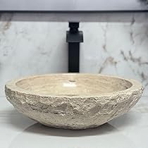 marble♡ Hand chiseled stone sink - Medium 16 inch round style tray