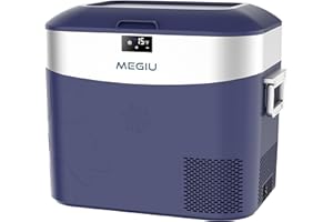 Megiu Car Refrigerator Portable Car Fridge 12V Refrigerator 23 Quart (22 Liter) Freezer Compressor Cooler 12V/24V DC 110～240 V AC for Outdoor Camping Travel Home Use -0.4℉~+59℉ (Blue)