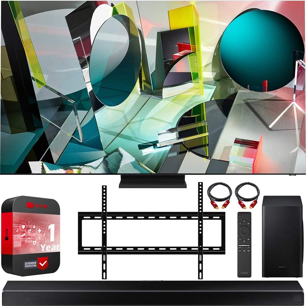 Samsung QN65Q900TS 65-inch Q900TS QLED 8K UHD HDR Smart TV 2020 Theater Surround Sound Bundle with Samsung HW-Q60T 5.1ch Soundbar + Wall Mount + 2 x Deco Gear HDMI Cables