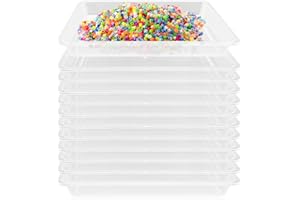 CMAQPW 12 Pack Plastic Art Trays,Stackable Craft Trays,Organizer Activity Tray,Serving Tray for Kids,School,Home,Painting,Beads,DIY Projects (Clear)