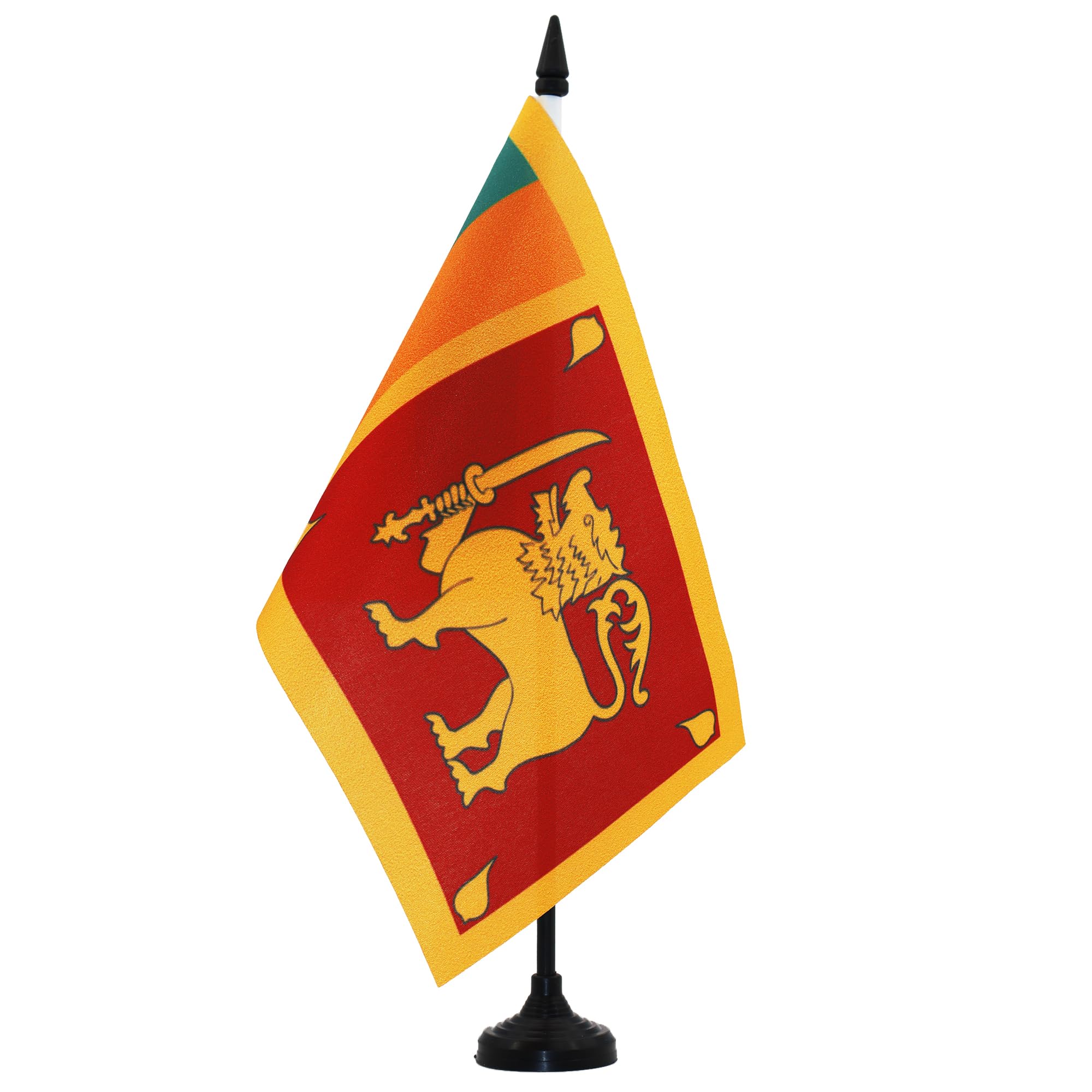 AZ FLAG Sri Lanka Table Flag 5'' x 8'' - Sri Lankan Office Decoration 100% Polyester 21 x 14 cm - Mini Desk Flag with Pole and Black Plastic Base