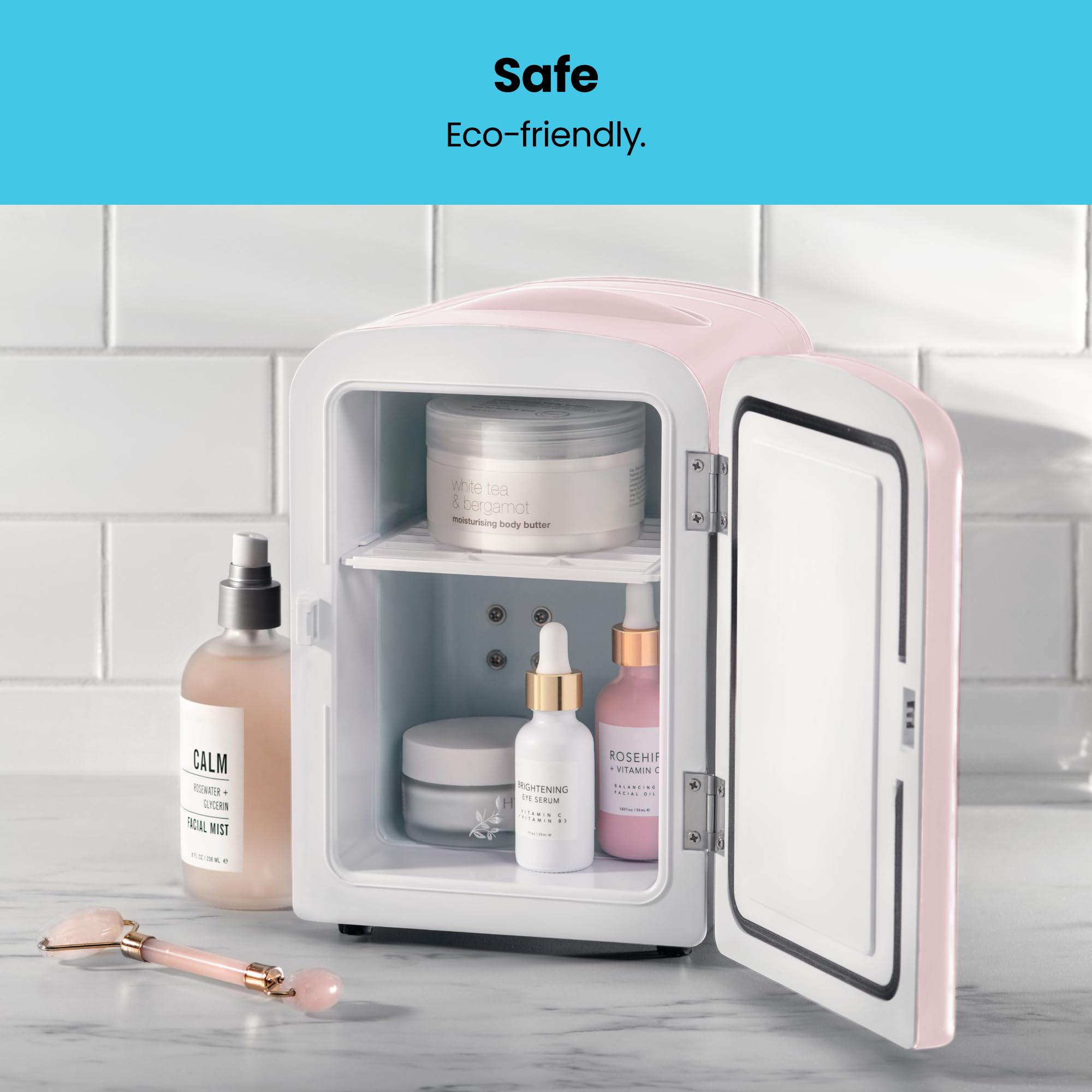 Chefman - Iceman Mini Portable Pink Personal Fridge Cools Or Heats & Provides Compact Storage For Skincare, Snacks, Or 6 12oz Cans W/ A Lightweight 4-liter Capacity To Take On The Go, Pink
