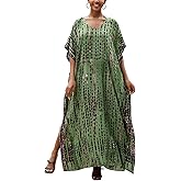 IMAGEKOPE Kaftan for Women Plus Size Bathing Suit Cover up Batwing Dress Loose fit Moroccan Caftan mumu Dresses for Women