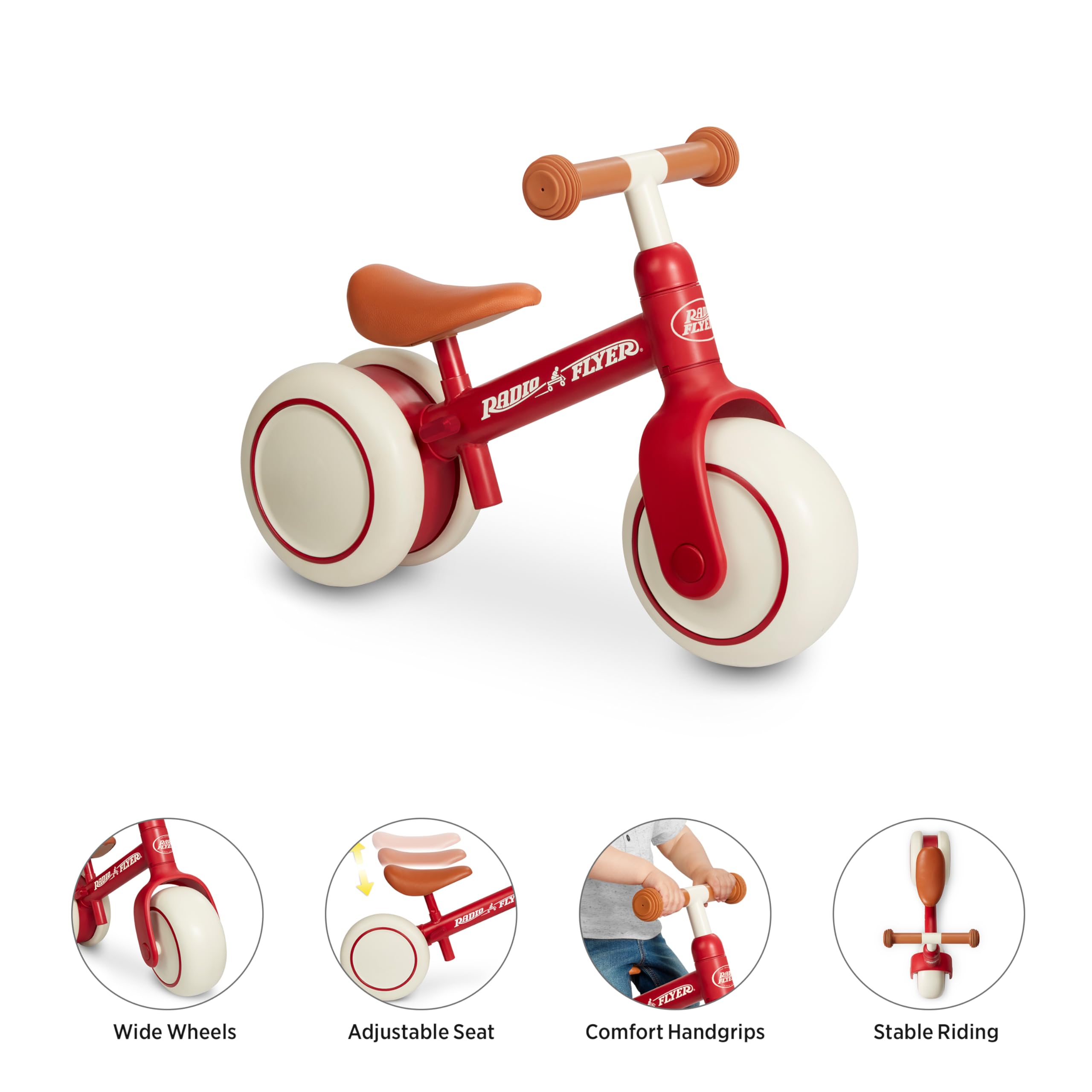 Radio Flyer Balance Bike, Baby Toy, Toddler Bike, Bicycle Toddler Toys, Baby Gifts, Steady Start Balance Bicycle, for Ages 1-3 Years, Red