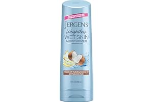 Jergens Wet Skin Body Lotion with Coconut Oil, In Shower Lotion for Dry Skin, Fast-Absorbing, Non-Sticky, Dermatologist Tested, 10 Ounce