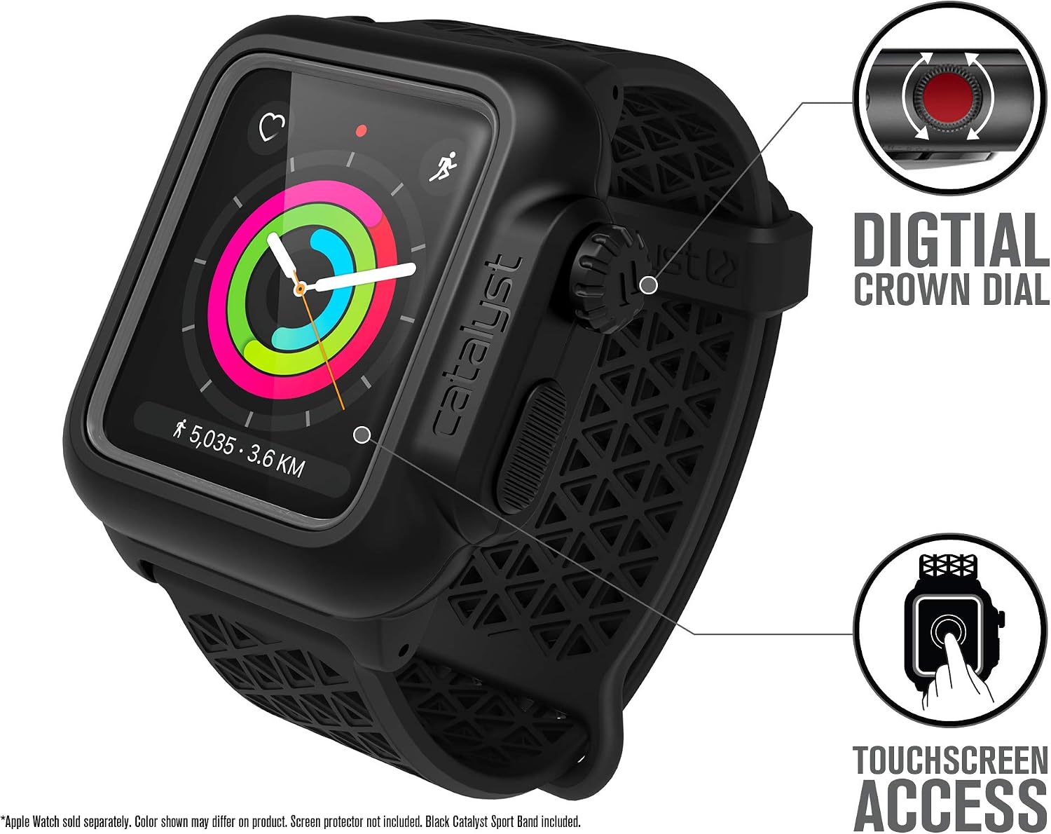 Catalyst Waterproof Apple Watch Case 42mm Series 2 & 3 with Premium Soft Silicone Apple Watch Band - Image 4