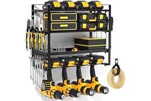 POKIPO Power Tool Organizer Wall Mount, Heavy Duty Drill Holder, Garage Tool Organizer and Storage, Suitable Tool Rack for Tool Room, Workshop, Garage, Utility Storage Rack for Cordless Drill