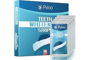 PDOO Teeth Whitening Strip - Non-Sensitive, Stain Remover, Professional Teeth Whitener, Non-Slip Teeth Whitening Products, Hydrogen Peroxide Teeth Whitener, Teeth Whitening Kit 56 Strips (28-Day)