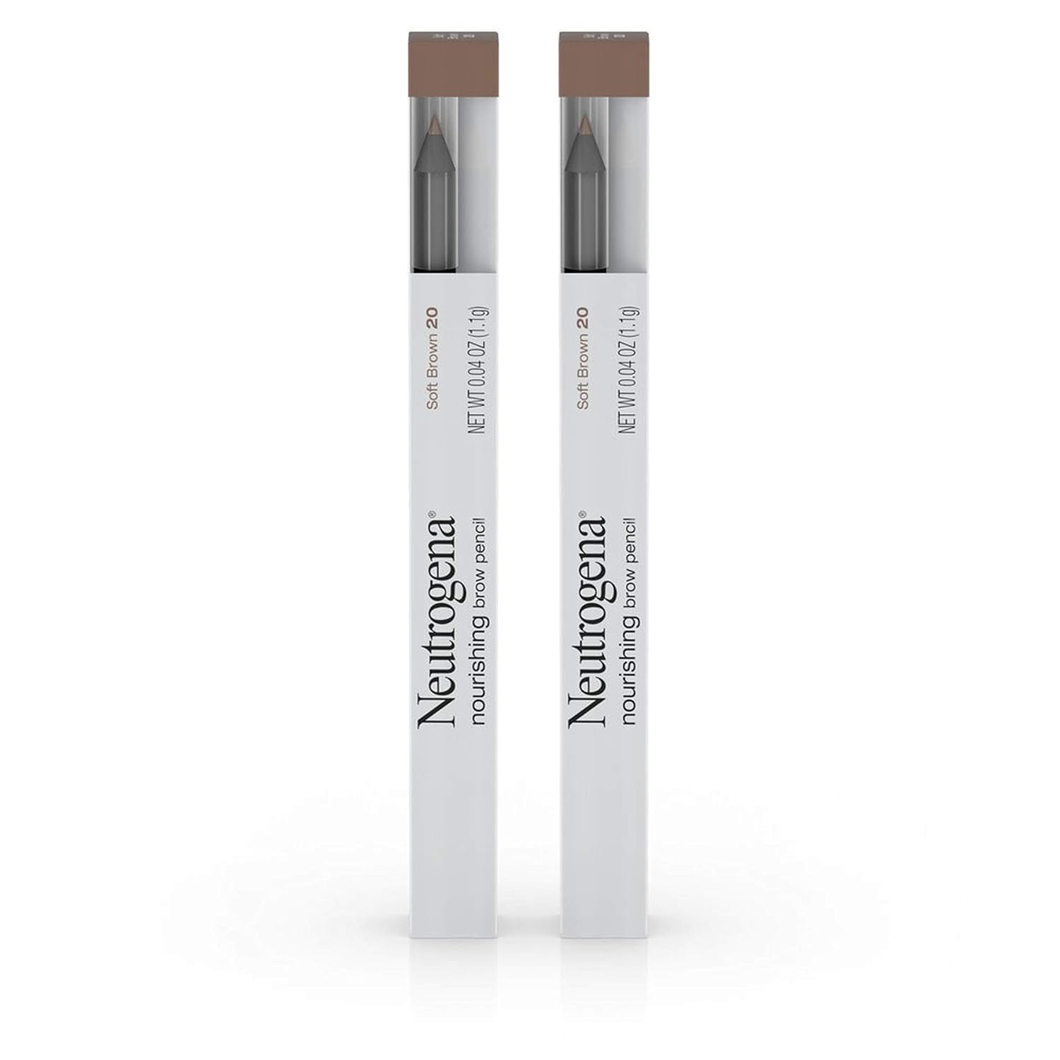Neutrogena Nourishing Eyebrow Pencil with Spoolie Brush, 2-in-1 Eyebrow Filler In Shade Soft Brown 20, .04 oz (Pack of 2)