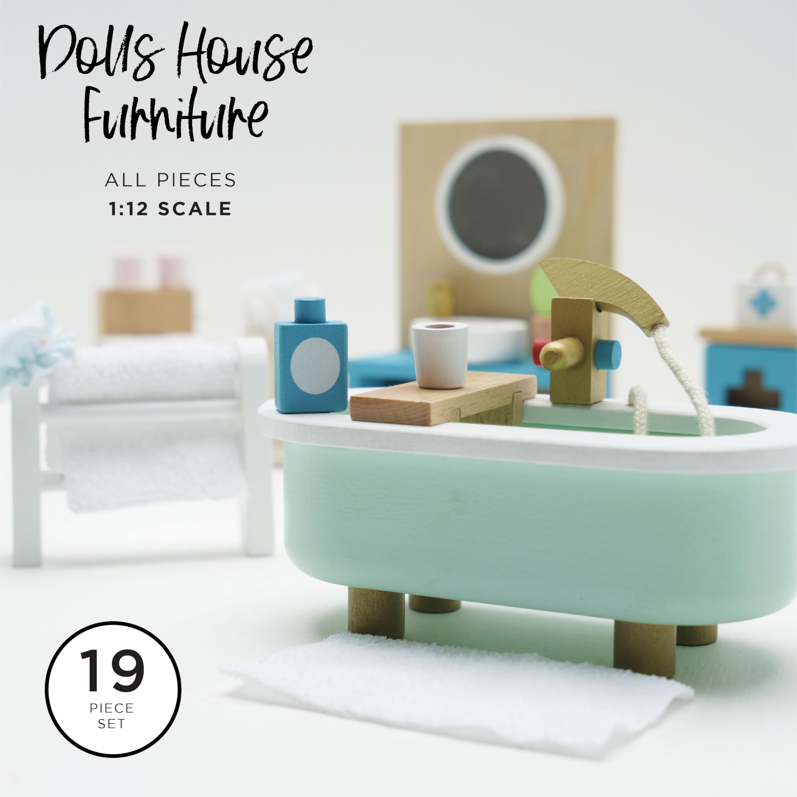 Le Toy Van - Daisylane Bathroom Premium Wooden Toys Dolls House Accessories |Playset For Doll House | Girls Dolls House Furniture Sets - Suitable For Ages 3+