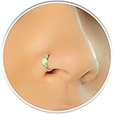 Hammered Nose Ring 925 Silver - 20G Silver Nose Ring Hoop Green Opal - Tiny Opal Nose Hoop For Women - Handmade Nose Rings