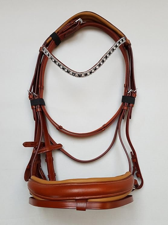 nilo Trense Emilia, Trense braun mit Strass-Stirnband inkl. Zügeln Full/Warmblut