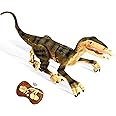 PowerTRC RC Dinosaur - Realistic Jurassic Remote Control Dinosaur with 3D Eye, Roaring Sound & LED Light, Velociraptor Remote Control, RC Raptor, USB Rechargeable RC Dinosaurs Toys for Boys, Yellow