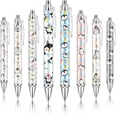 Ireer 8 Pcs Ballpoint Pens 1.00 mm Women Cute Black Ink Pens,Penguin | Fancy Fine Point Smooth Writing Retractable Aesthetic Pens Bulk for Journaling Students Classroom School Office Supplies
