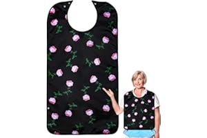 varlldibao Adult Bibs for Women, 1 Pack Waterproof Adult Bibs for Elderly Women,Reusable Adult Bibs for Eating with Optional Crumb Catcher, Bibs for Adults Senior Citizens Washable