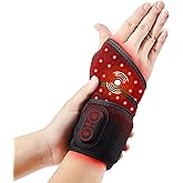 Red Light Cordless Wrist Heating Pad Massage for Carpal Tunnel with 3000mAh Battery,Hand Arthritis,Wrist Pain Relief, Heated Wrist Brace for Left Right Hand, Vibration and Adjustable Heat Settings