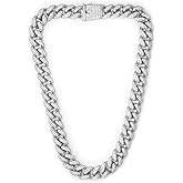 TRIPOD JEWELRY Hip Hop Iced Out Miami Cuban Link Chain Necklace or Bracelet for Men Women, Real 18K Gold/White Gold Plated Diamond CZ Jewelry