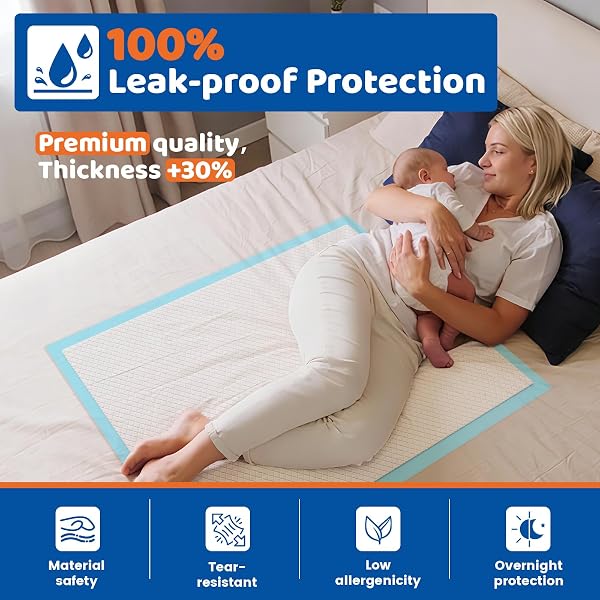 100 COUNT DISPOSABLE BEDS PADS 23″X36″,PREMIUM ADULTS INCONTINENCE CHUCKS UNDERPADS,SUPER ABSORBENT WATERPROOF PEE PADS,EXTRA LARGE PUPPY TRAINING PAD,BABY CHANGING PAD