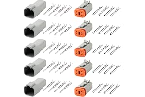 GUIRUIMOON Deutsch DT 4 Pin Connector Kit, Waterproof Male Female Plug Socket Quick Disconnect,Stamped Contacts Gauge 14-20 AWG Wire for Cars, Motorcycles.（4P 5 sets）