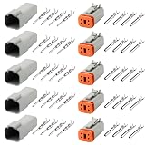 GUIRUIMOON Deutsch DT 4 Pin Connector Kit Waterproof Male Female Plug Socket Quick Disconnect Stamped Contacts Gauge 14-20 AWG Wire for Cars, Motorcycles.（4P 5 sets）
