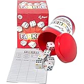 Regal Games - Farkle Classic Dice Game w/ 6 Colored Dice, 1 Convenient Dice Cup for Easy Shaking, and 25 Score Sheets - Fun F
