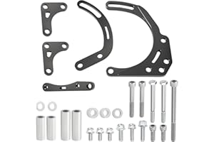 SPBREW SBC Alternator/Power Steering Pump Accessory Drive Bracket Kit Aluminum SBC Pulley Kit for Double Hump Heads 305 327 350 383 5.0L 5.3L 5.4L 5.7L V8 Long Water Pump V-Belt