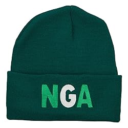 e4Hats.com Nigeria Embroidered Long Beanie - Dk