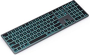 seenda Wireless Bluetooth Keyboard Compatible Mac - Bluetooth Keyboard with 7 Color Backlight Compatible for MacBook/Mac Pro/Mac Air/iPad Air/Pro/iPhone - Space Grey