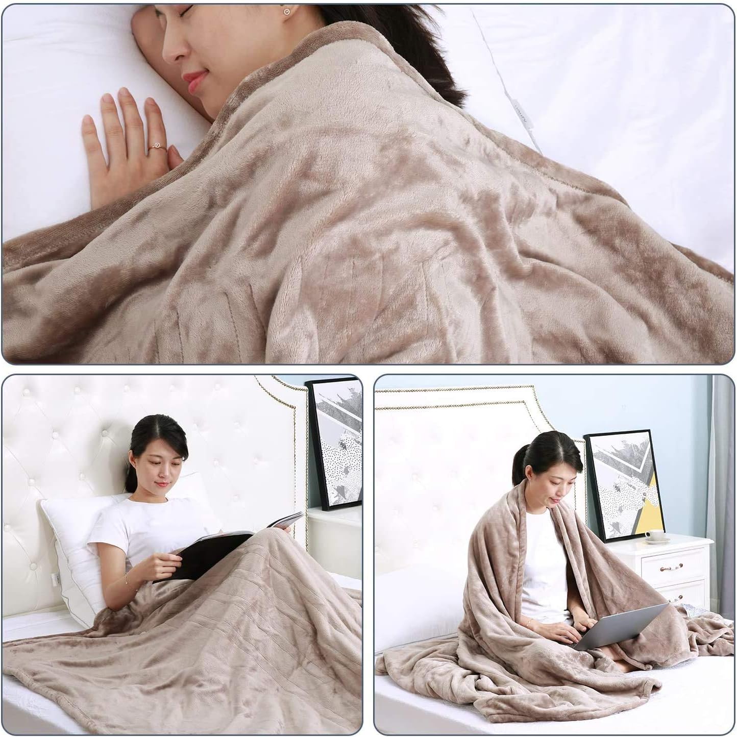 Electric Blanket Full 72" x 84" Oversize Fast Heating Throw with Auto Shut Off 8 Hours & 3 Heating Levels, ETL Certification, Machine Washable: Kitchen & Dining