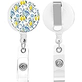 quohet 2 Pack Retractable Badge Holders Cute Badge Reel Badge Clip ID Card Holders for Student Office Worker Doctor Nurse Teacher(Lemon)