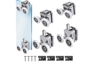 4Pcs Curved Shower Door Rollers 25mm Aluminum Alloy Top and Bottom Shower Glass Door Wheel Quiet Shower Door Pulley Replaceme