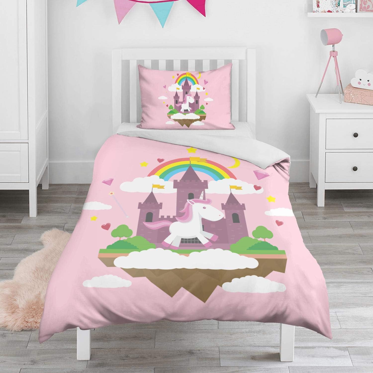 Wankens Cartoon Unicorn Castle,2 Piece Microfiber Toddler