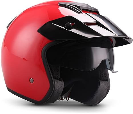 Soxon S77 „Red“ (Rot) Jet-Helm Scooter-Helm Roller Mofa Bobber Motorrad-Helm Chopper ECE zertifiziert Visier Extra kleine Hel