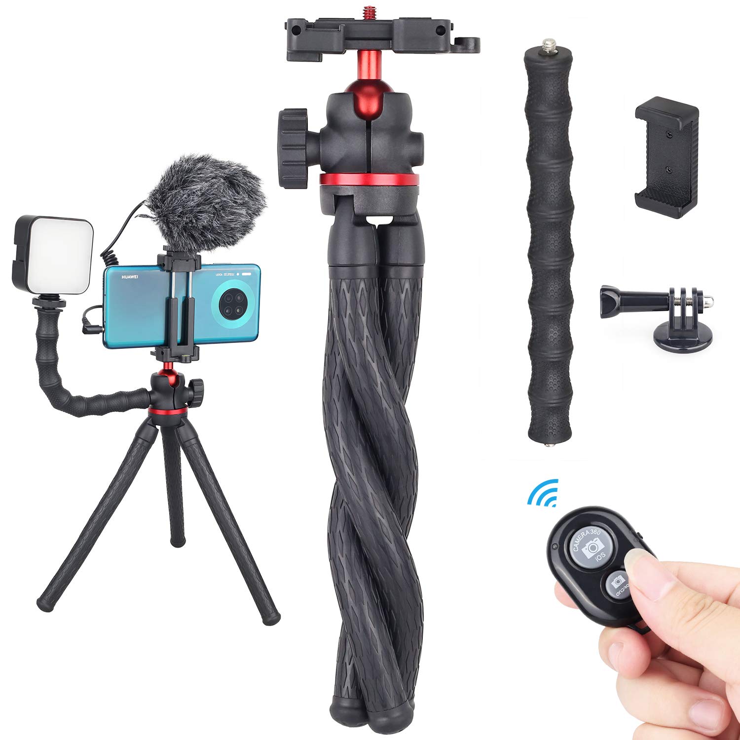Camera Tripod Phone Tripod holder with Flexible Legs, ARTCISE DT45 Table Tripod 360° Rotation and Flexible Phone Clip Tripod Mount Adapter for Smartphone DSLR Camera Gopro Portable Travel Tripod