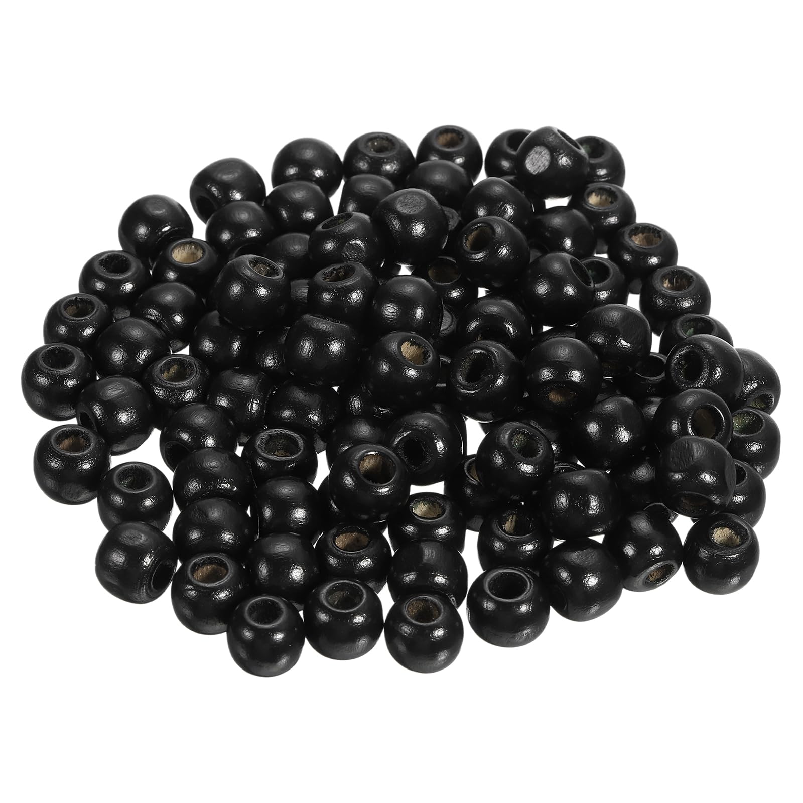 Photo 1 of uxcell Natural Wood Beads, 500Pcs 10mm Diameter Black Round Loose Spacer Beads for DIY Jewelry Bracelet, 4mm Hole
