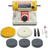 VEVOR Bench Buffer Polisher, 1/2HP Polishing and Buffing Machine, 0 to 8000RPM Benchtop Polisher with 2PCS 4" Cotton Wheel, 3PCS 3" Abrasive Fiber Wheels &amp; Polishing Compound for Metal Jewelry Wood