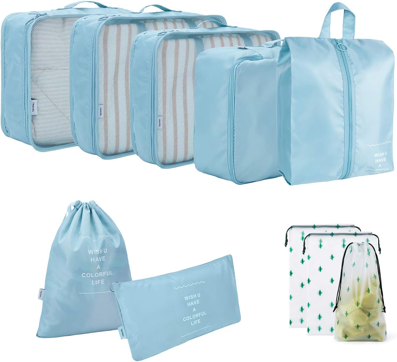 FADISH Packing Cubes,10 Pcs Waterproof Luggage Organiser Set ，High Quality Durable Packing Organizers for Luggage