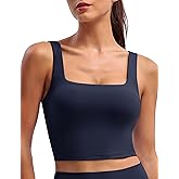 BAYDI Clouduxi Square Neck Sports Bras for Women - Padded Workout Tops with Built-in Bra U Back Gym Yoga Crop Tank Top