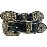 Lucazzi Cowboy Western Belt for Men - Leather Cowboy Belt for Men - Black
