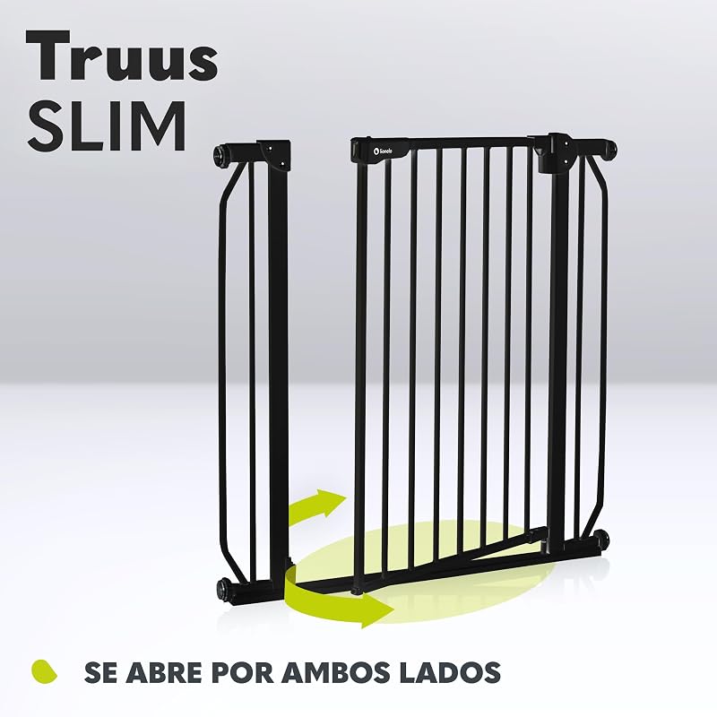 Truus Slim - Rejilla de protección para escaleras, sin taladrar, Rejilla Protectora para Puerta, Rejilla para Puerta para bebé, Metal, Ancho de 75 a 105 cm, Ajustable
