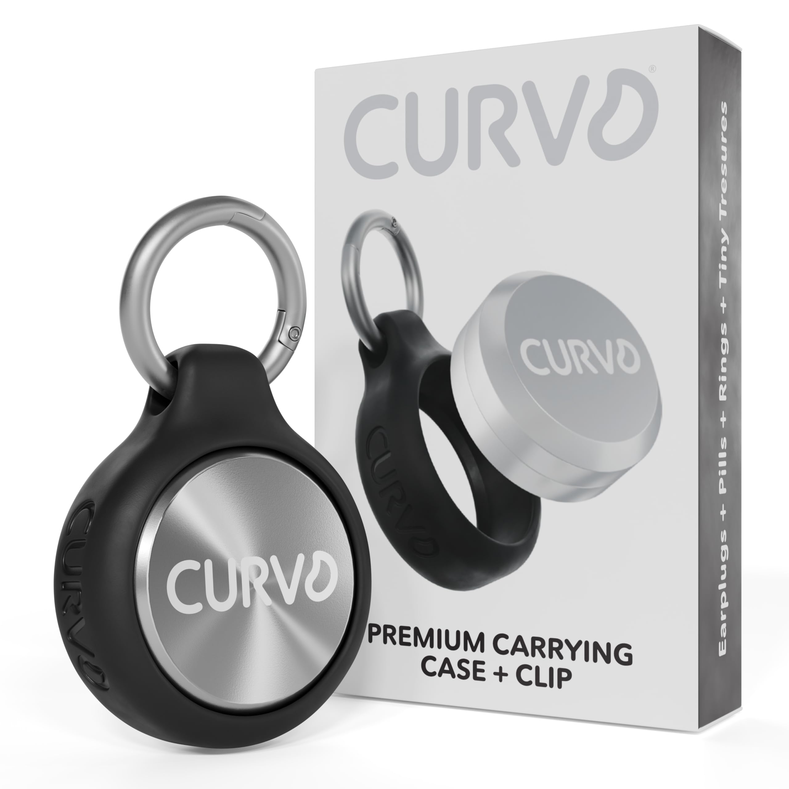 CURVD Premium Carrying Case – Durable Travel Keychain Container, Medicine Pill Organizer & Travel Pill Box, Small Waterproof Holder for Pills, Earplugs, Jewelry, Compatible with Loop, Vibes & Eargasm