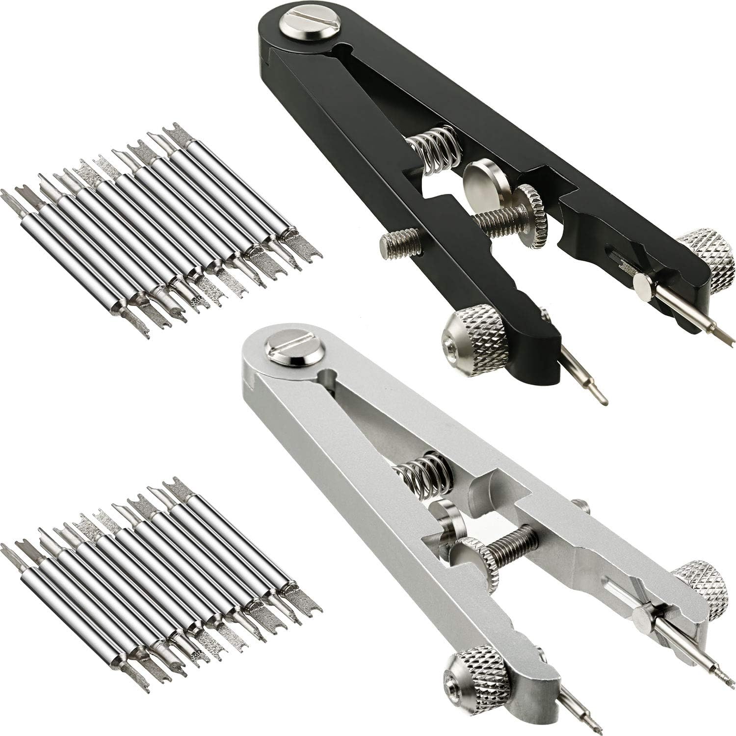 2 Pieces Watch Spring Bar Repair Tool Spring Bar Tweezer Pliers Watch Pin Strap Band Removal Tool Watch Link Remover Set, Black and Silver: Watches