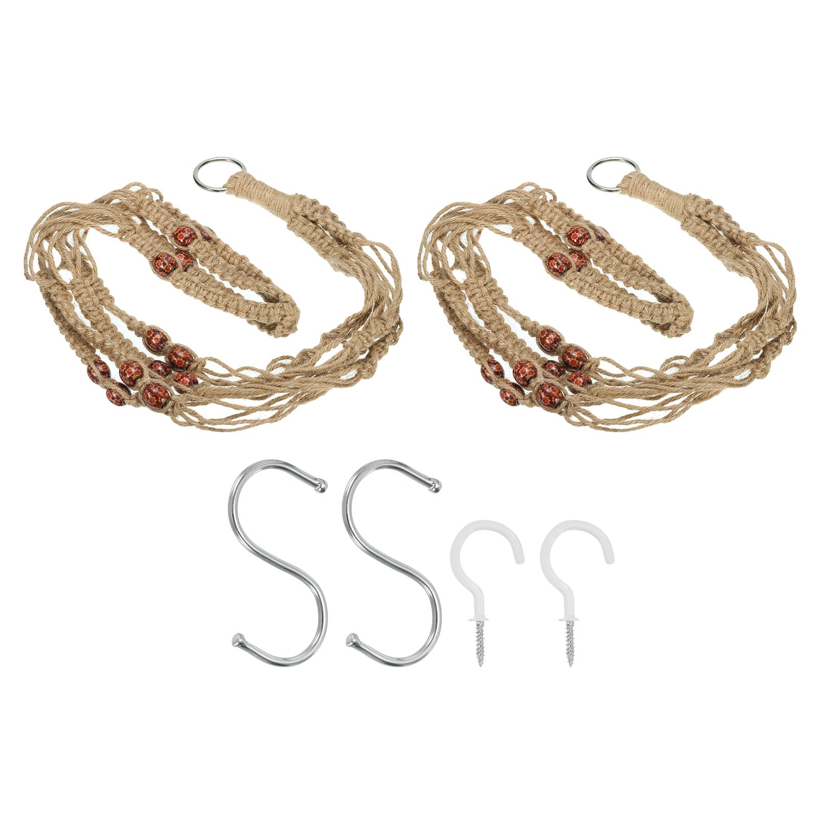 PATIKIL Macrame Plant Hanger Indoor 35", 2 Pcs Long Hanging Plant Holders with Pot for Indoor Home Decor Indoor, Brown