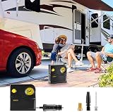 WindGallop 12V Car Tyre Inflator with Gauge 3 Adapters 11.7ft Cable Yellow view 4