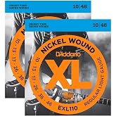 D'Addario EXL110 Nickel Wound Electric Guitar Strings, Regular Light, 10-46 (2 Pack)