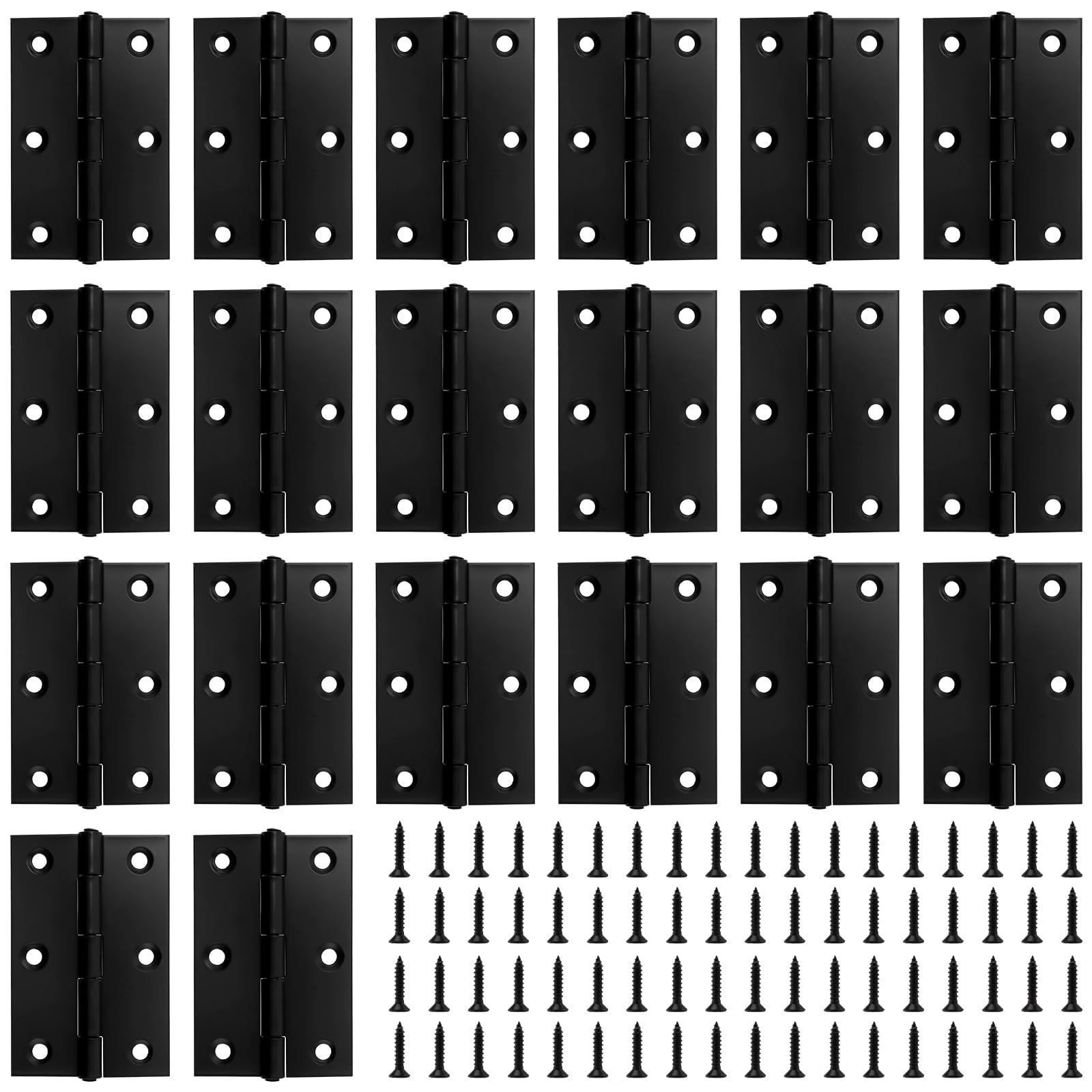 MOUYAT 20 PCS 3 Inch Door Hinges, Black Door Hinges with Screw, Stainless Steel Brushed Finish Door Hinge for Home Furniture Wooden Door Cabinets