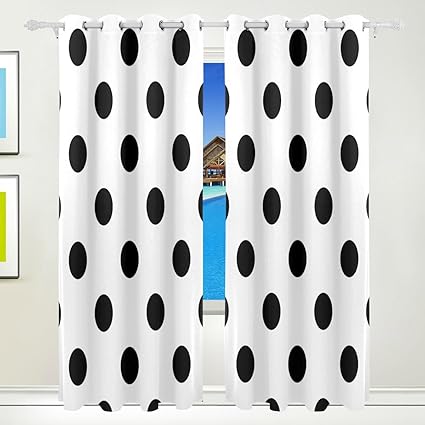 Amazon Com Use4 White Black Polka Dot Window Curtain Panels Drape