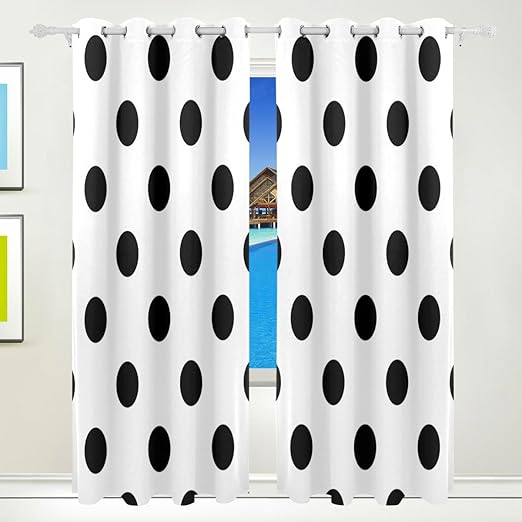 Amazon Com Use4 White Black Polka Dot Window Curtain Panels Drape