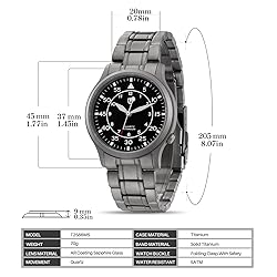 BERNY Men's Titanium Watch Japanese Sweep Second