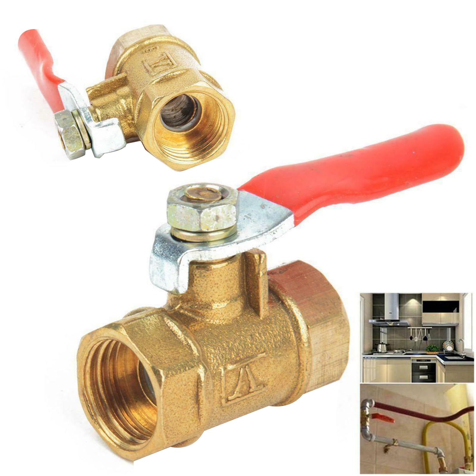 Ball Valve 1/4 3/8 1/2 Inch, MS Chrome-Plated Boiler Filling and Emptying Valve, Ball Valve with Full Flow (3/8 Inch)